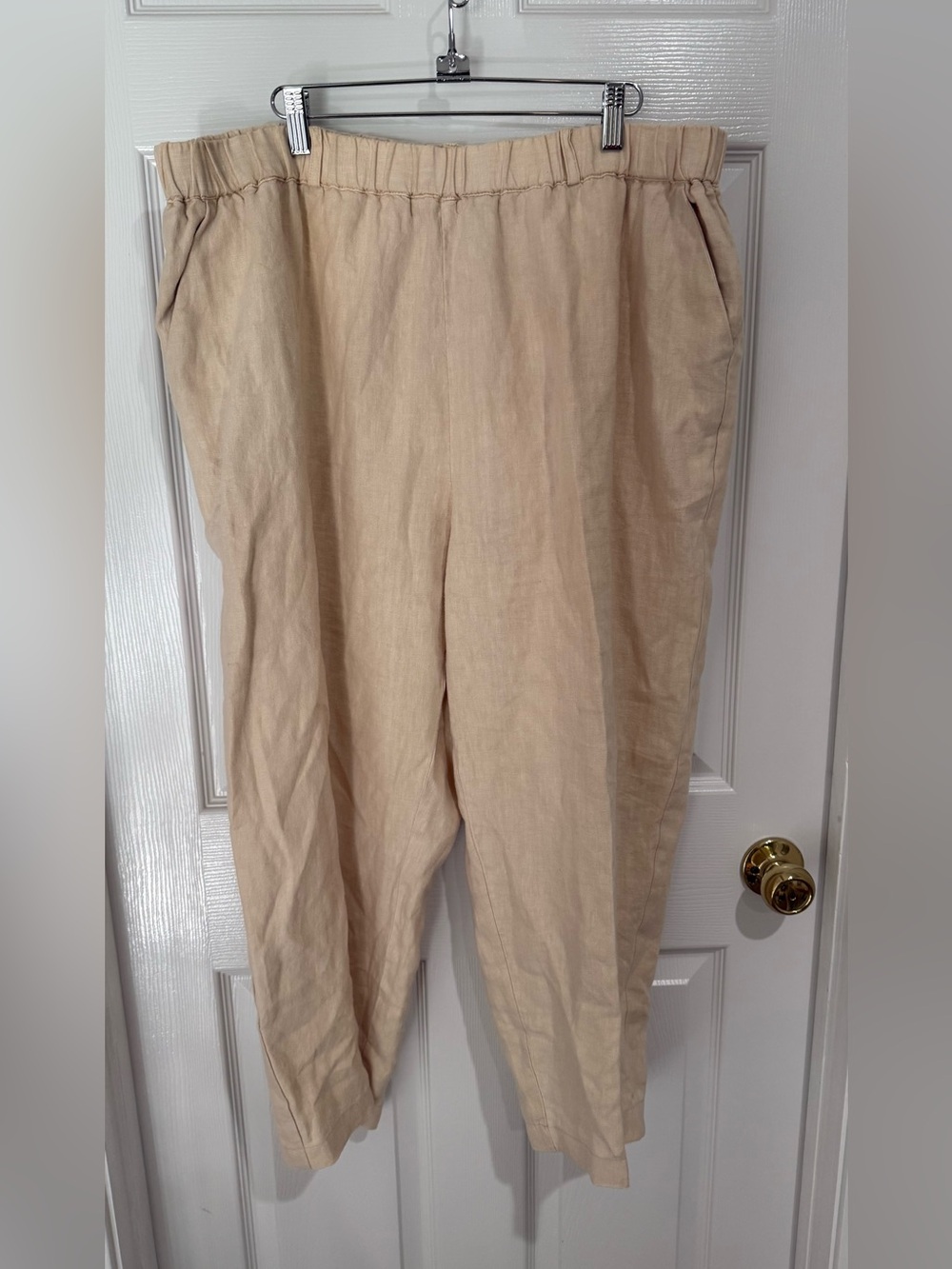 Poetry Women's Linen Chinos in Light Beige